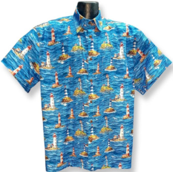 Lighthouses Hawaiian Shirt- Made in USA- 100% Cotton